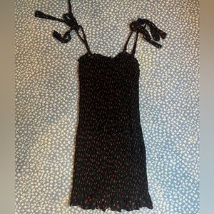 Free People Black Rose Rouched Mini Dress
